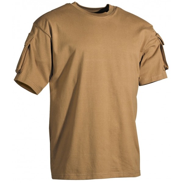 Koszulka US z kieszeniami na rękawach beżowa