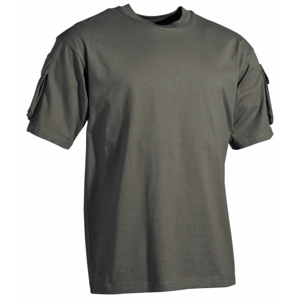 Koszulka US z kieszeniami na rękawach oliwkowa
