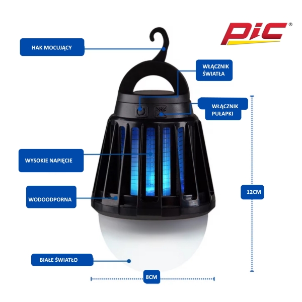 PRZENOŚNA LAMPA UV NA KOMARY ZAPPER