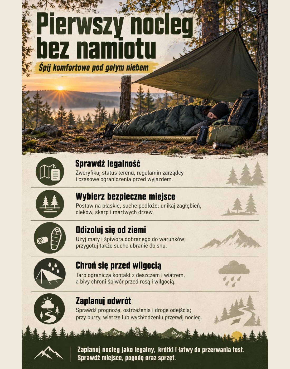 Pierwszy nocleg bez namiotu – jak spać komfortowo pod gołym niebem